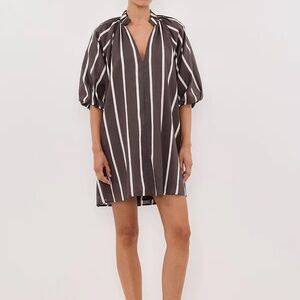 DISSH Elliot Bitter Chocolate Brown and White Striped Smock Dress (NWT size 4)